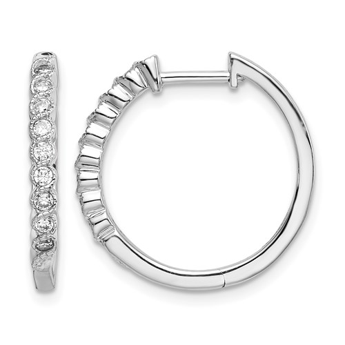 14K White Gold 0.25 Carat Lab Grown Diamond VS SI+ G+ Complete Hinged Hoop Earrings