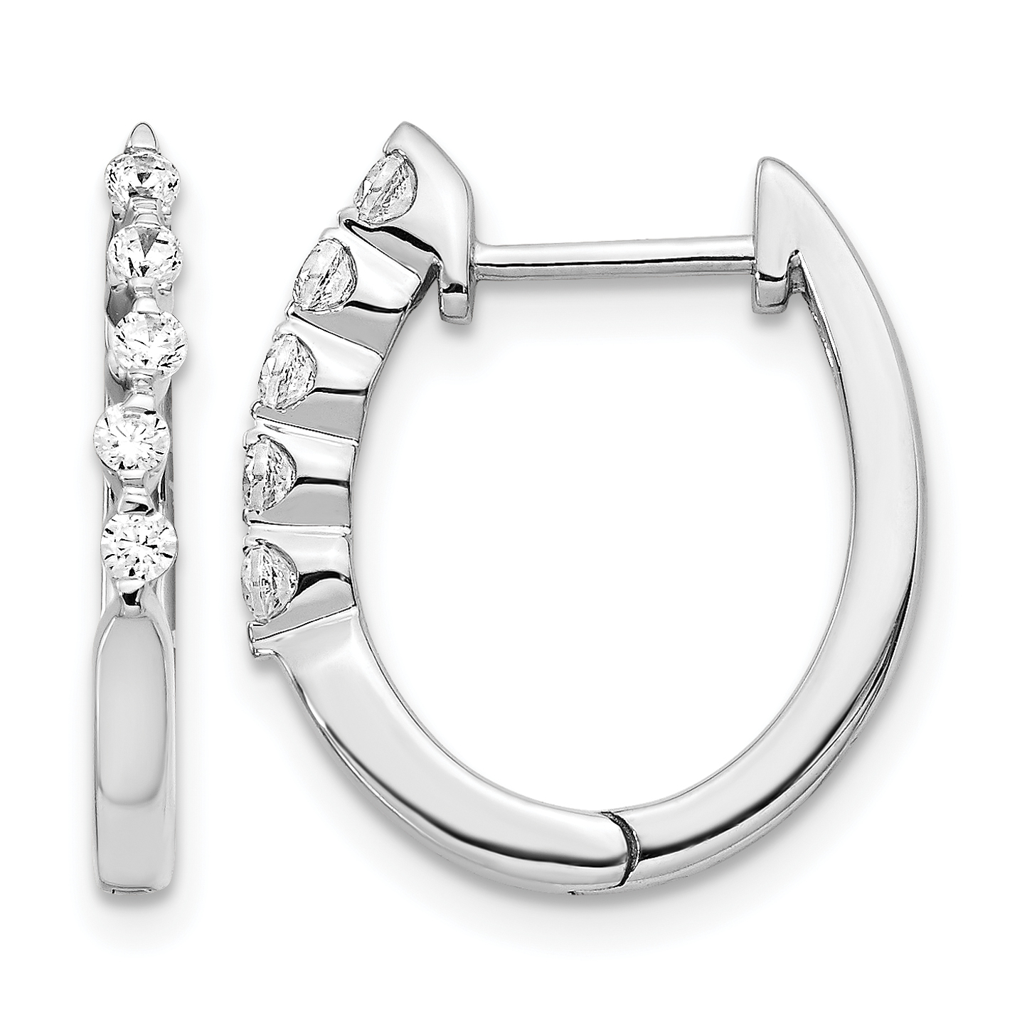 14k White Gold Diamond Hinged Hoop Earrings (EM5402-025-WA)