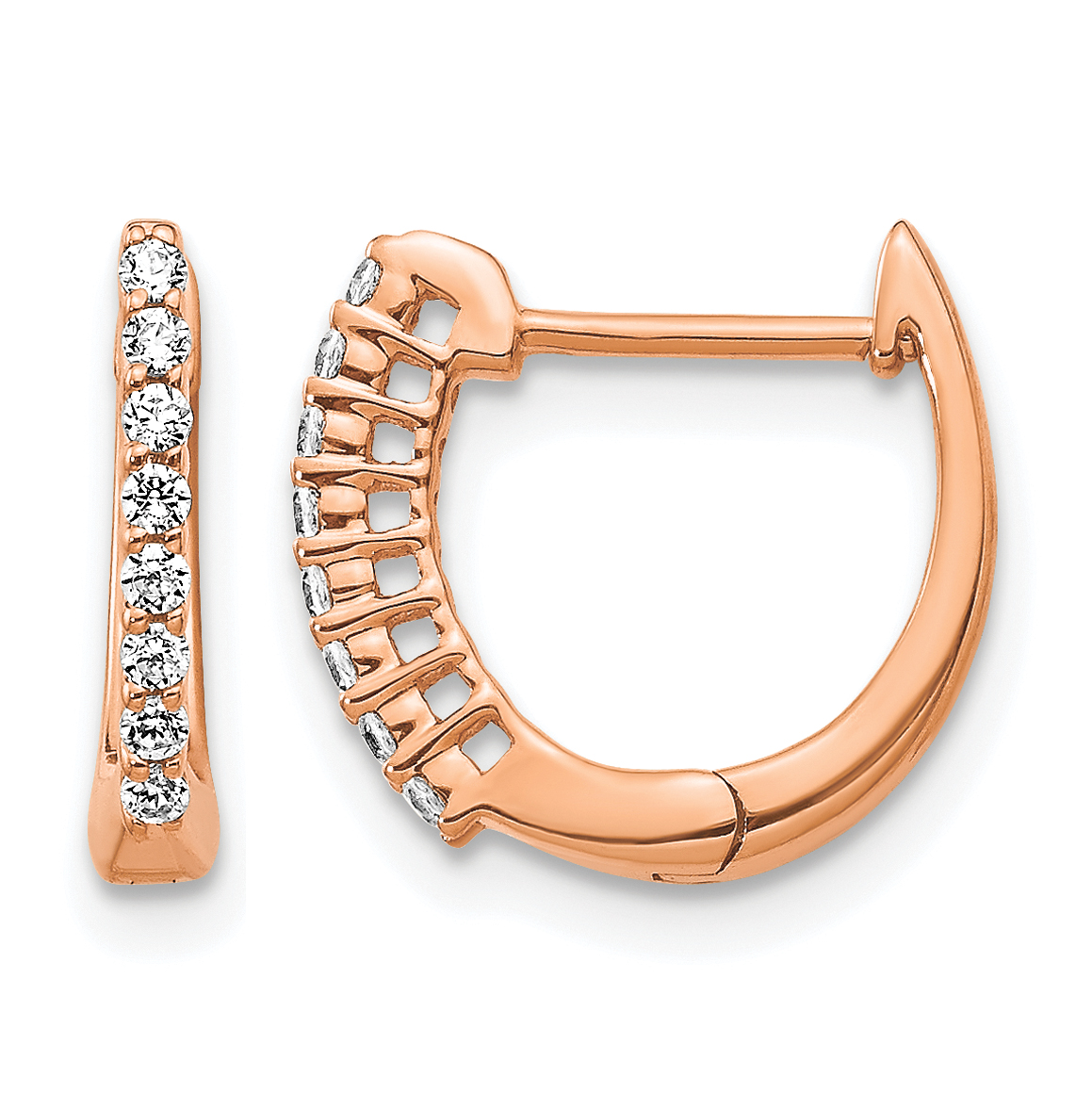 14k Rose Gold Polished Diamond Hinged Hoop Earrings (EM5407-016-RA)