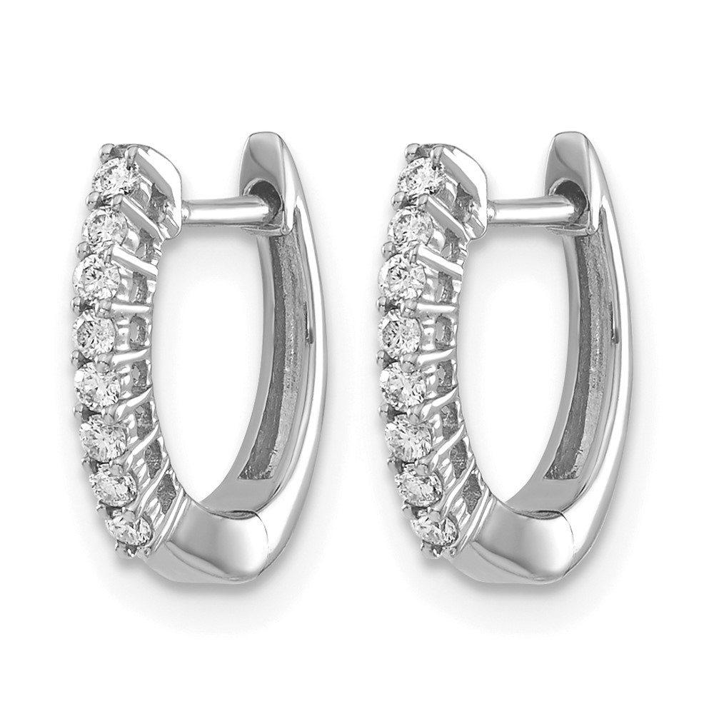 14k White Gold Polished Diamond Hinged Hoop Earrings (EM5407-016-WA)