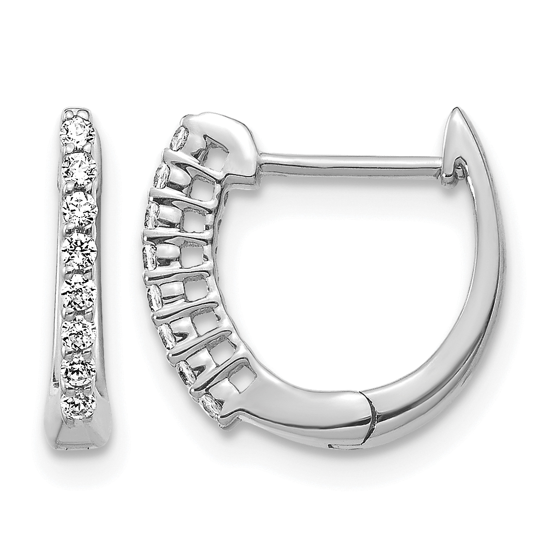 14k White Gold Polished Diamond Hinged Hoop Earrings (EM5407-016-WA)