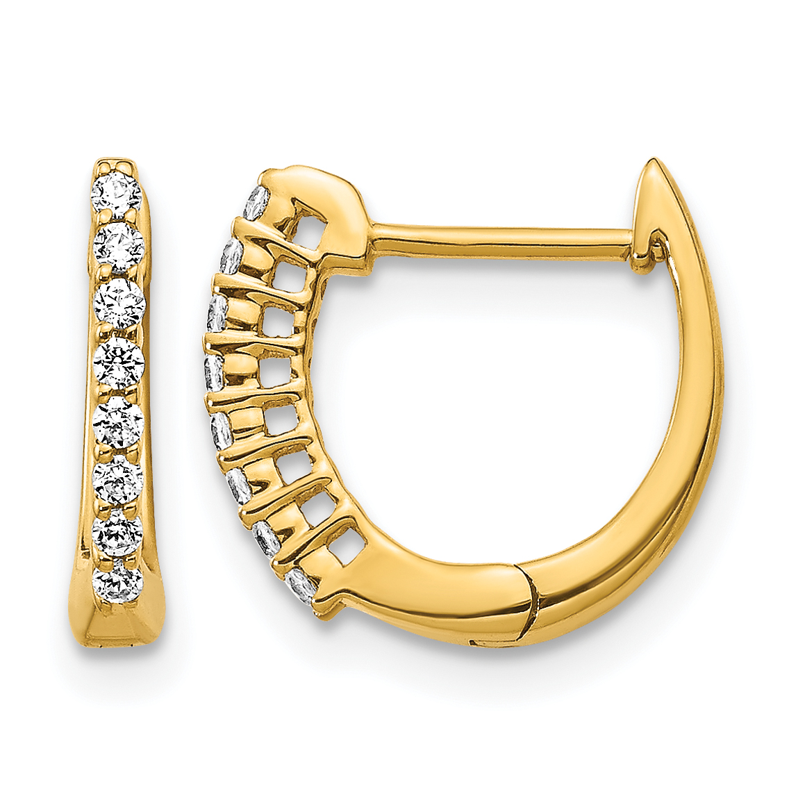 14k Gold Polished Diamond Hinged Hoop Earrings (EM5407-016-YA)