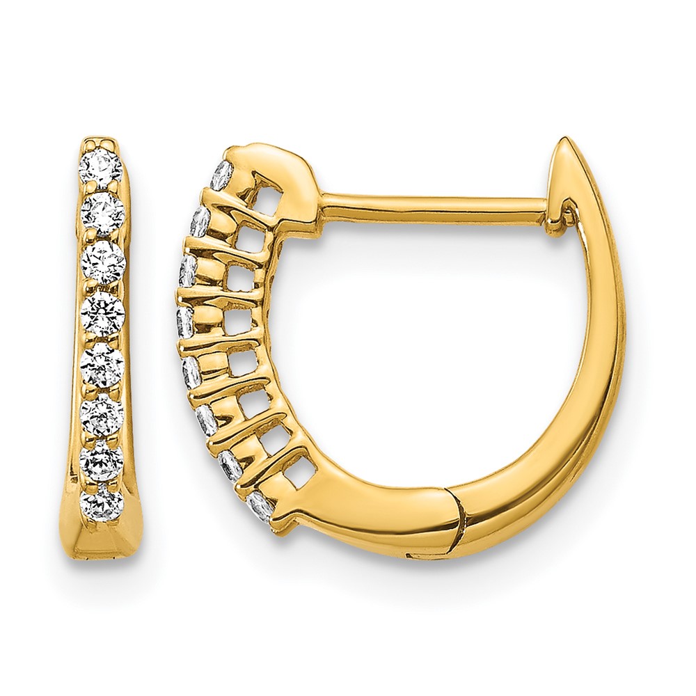 14k Gold Polished Diamond Hinged Hoop Earrings (EM5407-016-YA)