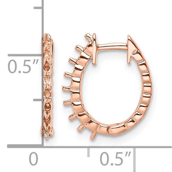 14k Rose Gold (Holds 16-1.5mm Round) Hinged Hoop Earring Mountings