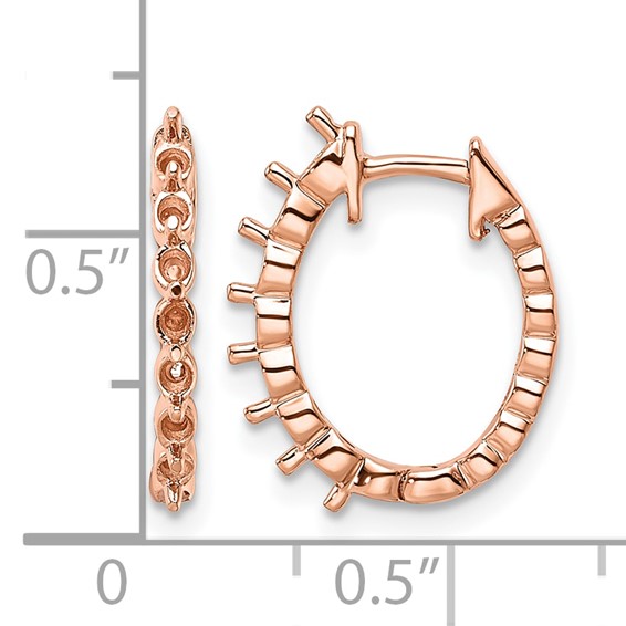14k Rose Gold (Holds 14-2.0mm Round) Hinged Hoop Earring Mountings