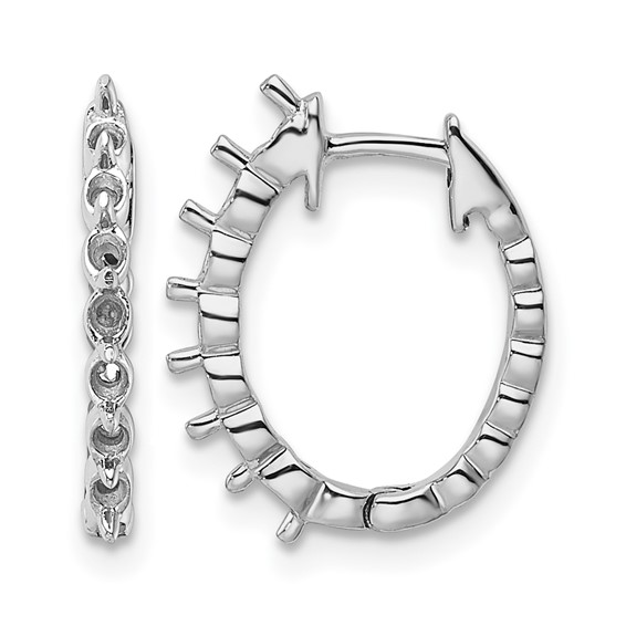 14k White Gold (Holds 14-2.0mm Round) Hinged Hoop Earring Mountings