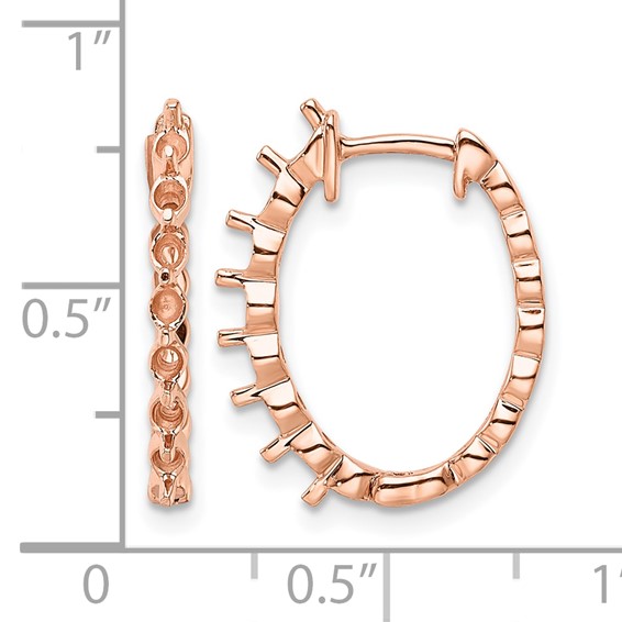 14k Rose Gold (Holds 14-2.3mm Round) Hinged Hoop Earring Mountings