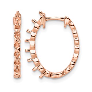 14k Rose Gold (Holds 14-2.3mm Round) Hinged Hoop Earring Mountings