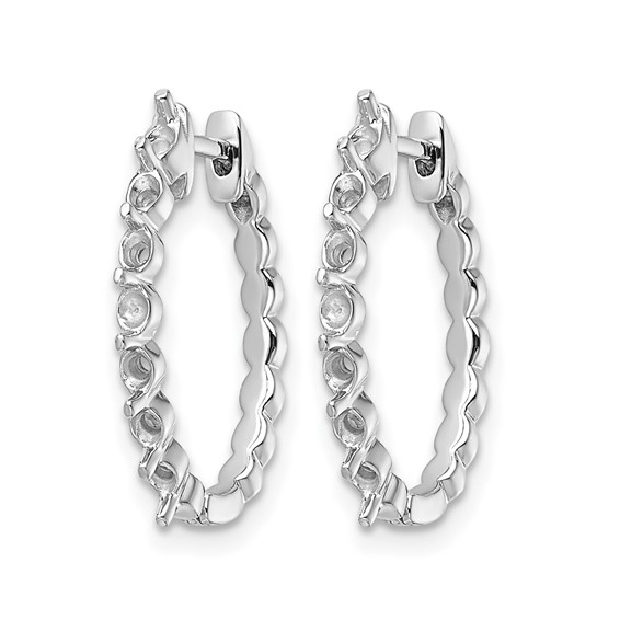 14k White Gold (Holds 14-2.3mm Round) Hinged Hoop Earring Mountings