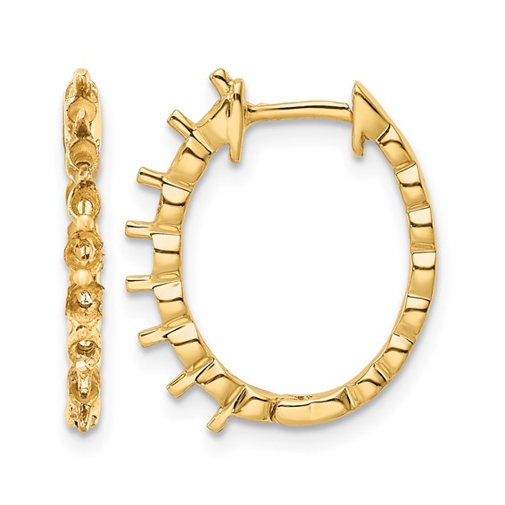 14k (Holds 14-2.3mm Round) Hinged Hoop Earring Mountings