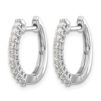 14K White Gold 0.25 Carat Lab Grown Diamond VS SI+ G+ Complete Hinged Hoop Earrings view 2