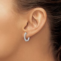 14K White Gold 0.25 Carat Lab Grown Diamond VS SI+ G+ Complete Hinged Hoop Earrings view 3