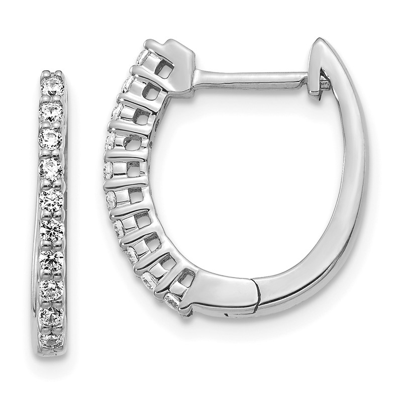 14k White Gold 1/4 carat Lab Grown Diamond VS/SI+ G+ Complete Hinged Hoop Earrings