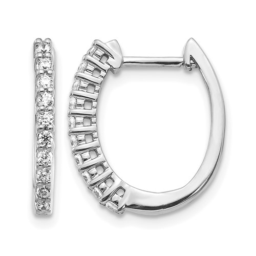 14K White Gold 0.33 Carat Lab Grown Diamond VS SI+ G+ Complete Hinged Hoop Earrings