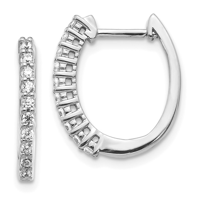 14k White Gold 1/3 carat Lab Grown Diamond VS/SI+ G+ Complete Hinged Hoop Earrings