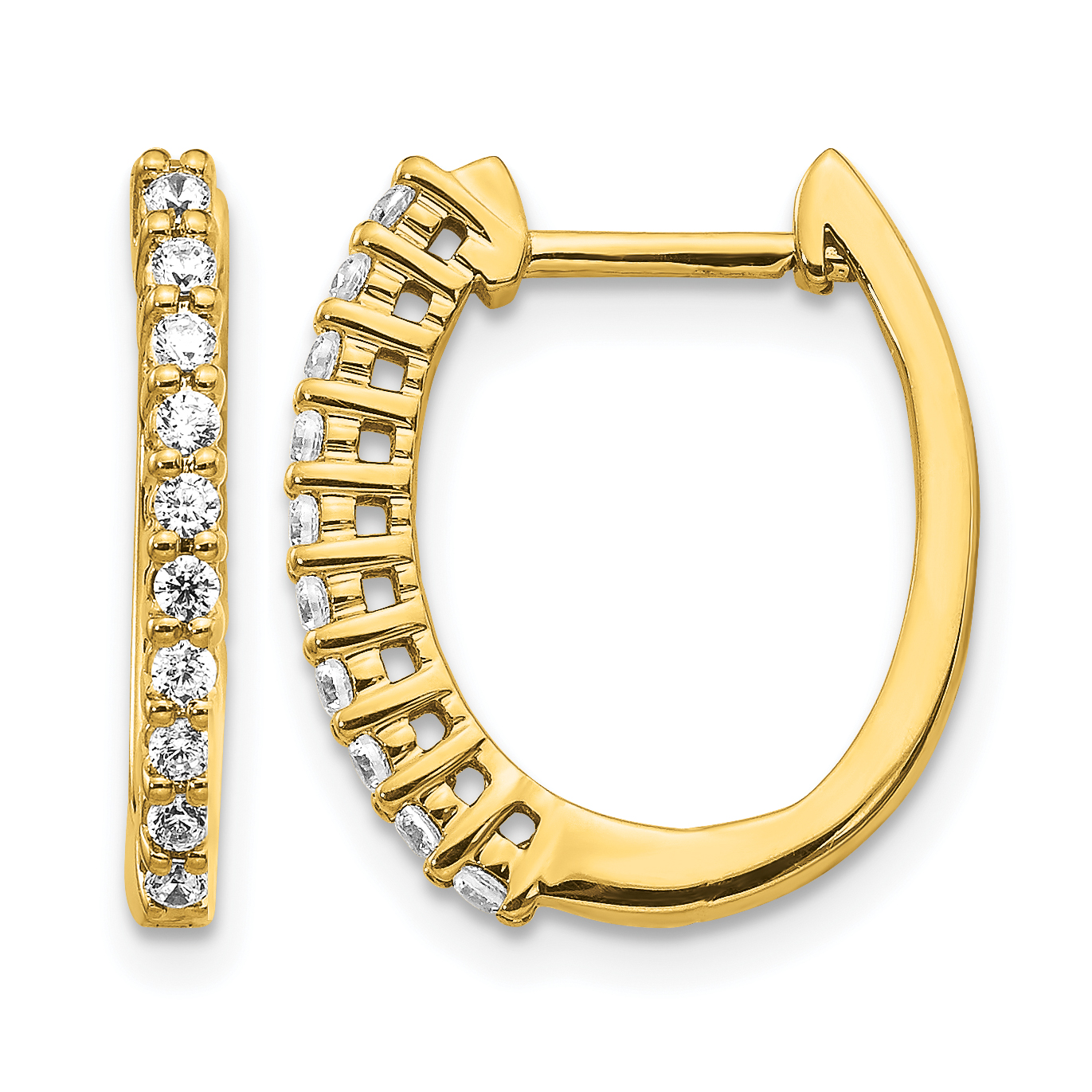 14k 1/3 carat Lab Grown Diamond VS/SI+ G+ Complete Hinged Hoop Earrings (EM5411-033-YLG)