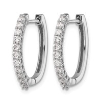 14K White Gold 0.50 Carat Lab Grown Diamond VS SI+ G+ Complete Hinged Hoop Earrings view 2