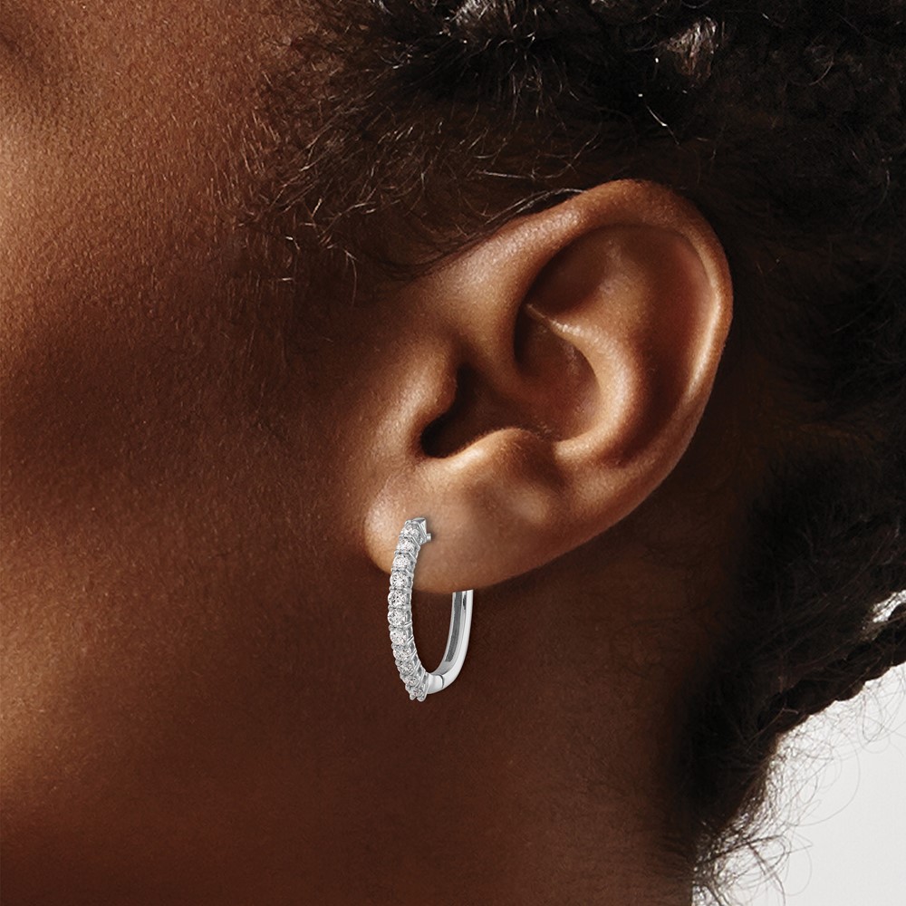 14k White Gold 1/2 carat Lab Grown Diamond VS/SI+ G+ Complete Hinged Hoop Earrings (EM5411-050-WLG)