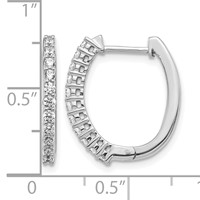 14K White Gold 0.50 Carat Lab Grown Diamond VS SI+ G+ Complete Hinged Hoop Earrings view 4