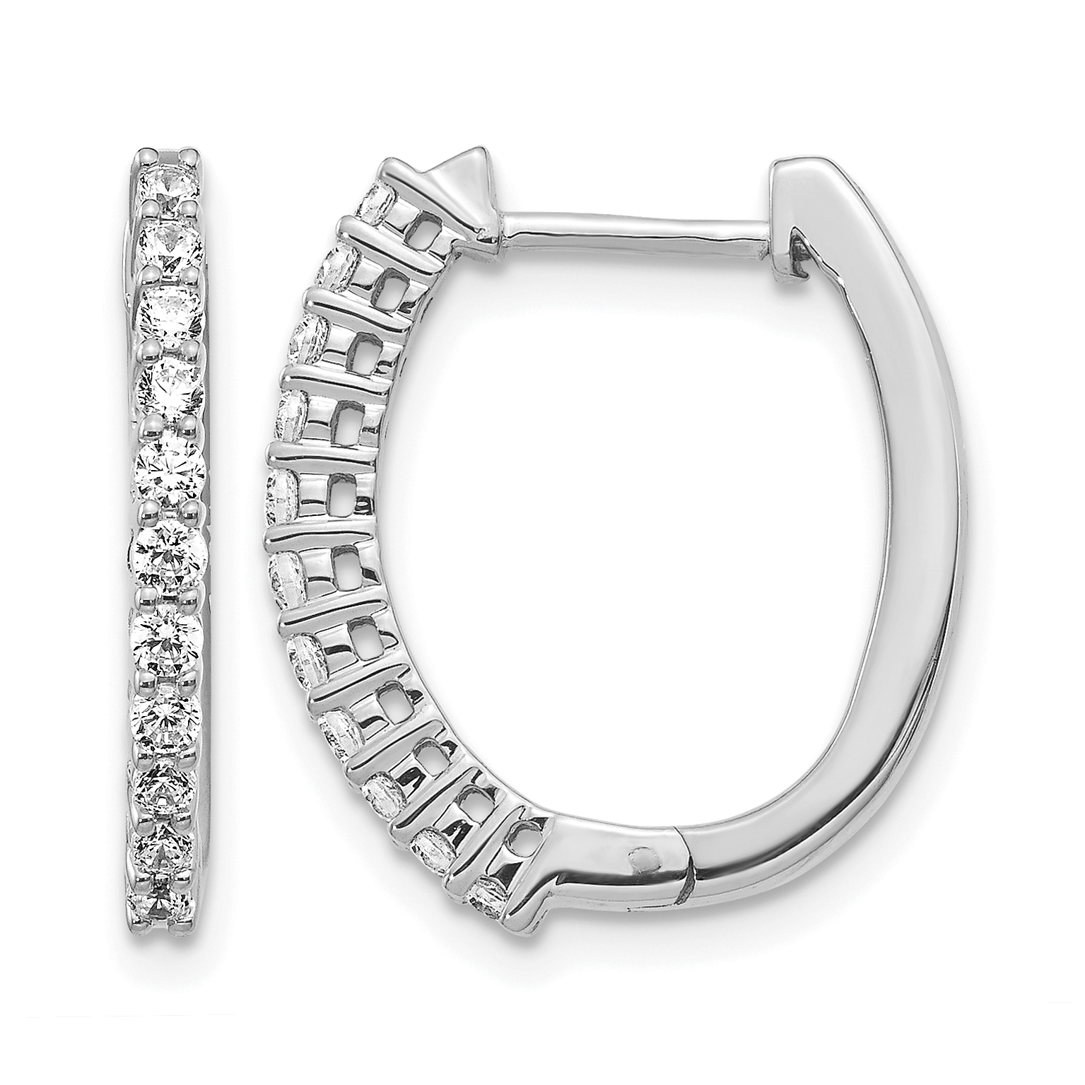 14k White Gold 1/2 carat Lab Grown Diamond VS/SI+ G+ Complete Hinged Hoop Earrings (EM5411-050-WLG)