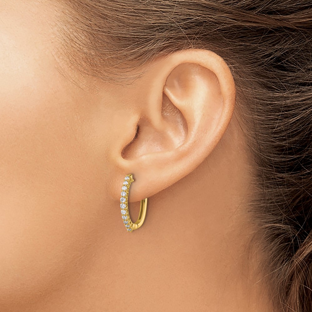14k 1/2 carat Lab Grown Diamond VS/SI+ G+ Complete Hinged Hoop Earrings (EM5411-050-YLG)