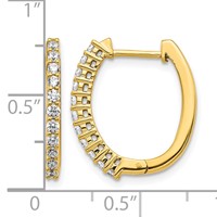 14K Yellow Gold 0.50 Carat Lab Grown Diamond VS SI+ G+ Complete Hinged Hoop Earrings view 4