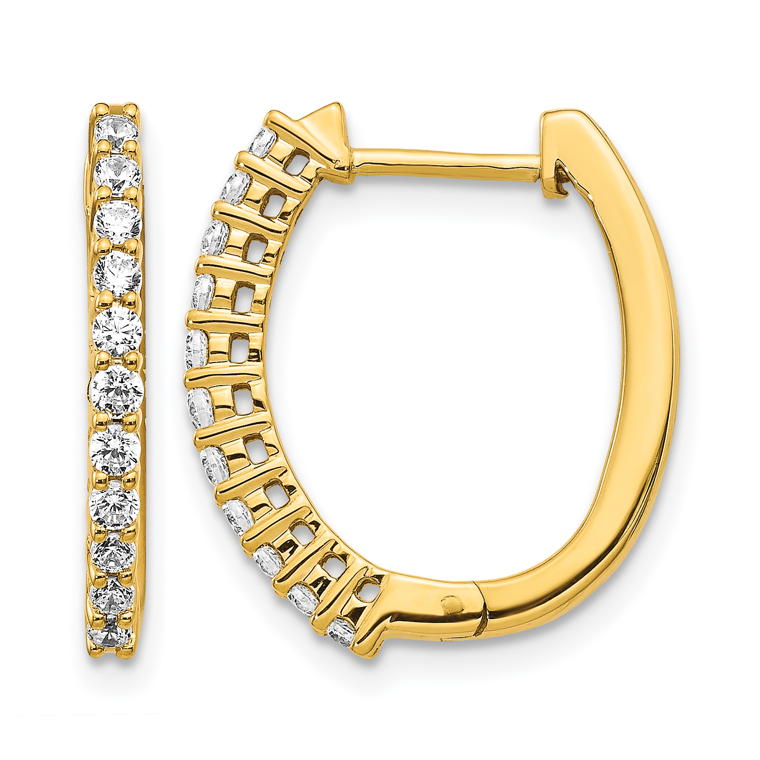 14k 1/2 carat Lab Grown Diamond VS/SI+ G+ Complete Hinged Hoop Earrings (EM5411-050-YLG)