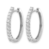 14K White Gold 0.75 Carat Lab Grown Diamond VS SI+ G+ Complete Hinged Hoop Earrings view 2