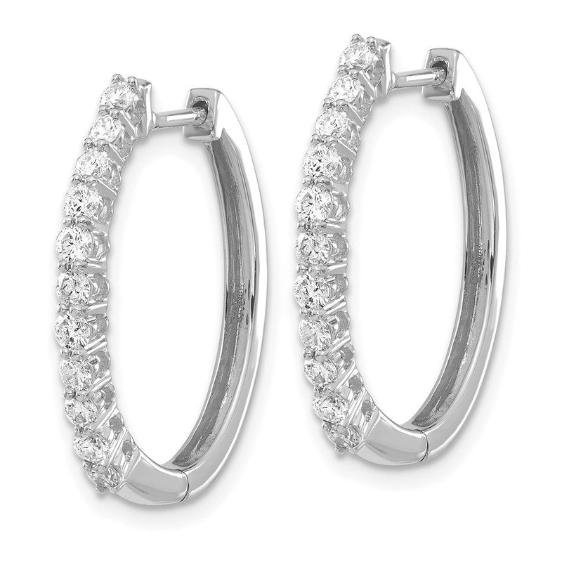 14k White Gold 3/4 carat Lab Grown Diamond VS/SI+ G+ Complete Hinged Hoop Earrings