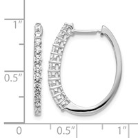 14K White Gold 0.75 Carat Lab Grown Diamond VS SI+ G+ Complete Hinged Hoop Earrings view 4