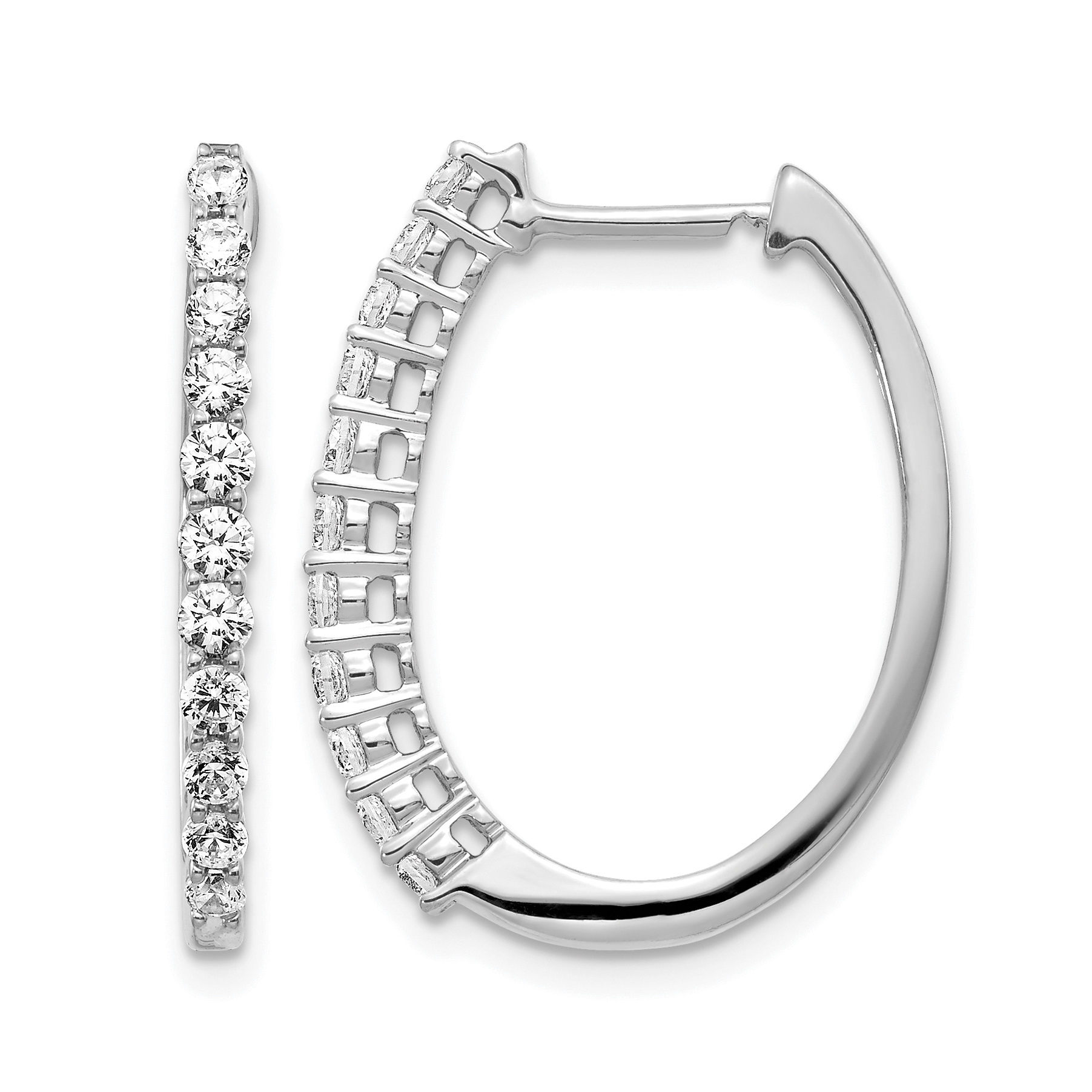 14k White Gold 3/4 carat Lab Grown Diamond VS/SI+ G+ Complete Hinged Hoop Earrings (EM5412-075-WLG)