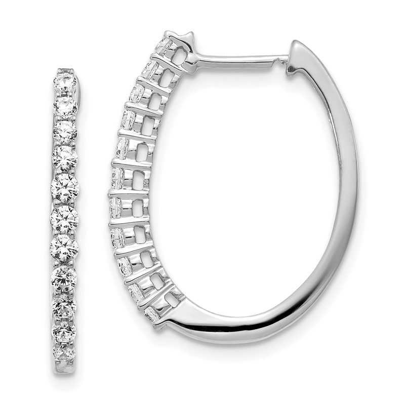 14k White Gold 3/4 carat Lab Grown Diamond VS/SI+ G+ Complete Hinged Hoop Earrings