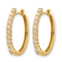 14K Yellow Gold 0.75 Carat Lab Grown Diamond VS SI+ G+ Complete Hinged Hoop Earrings view 2