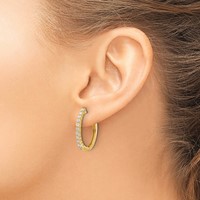 14K Yellow Gold 0.75 Carat Lab Grown Diamond VS SI+ G+ Complete Hinged Hoop Earrings view 3