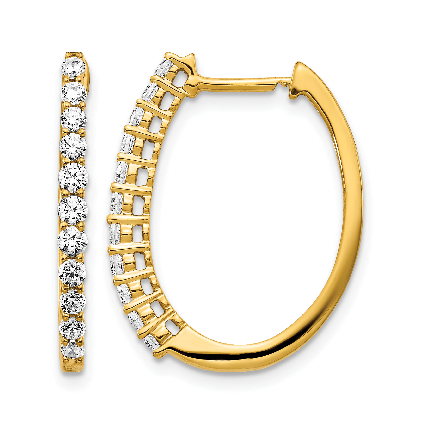 14k Diamond Hinged Hoop Earrings (EM5412-075-YA)
