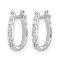 14K White Gold 0.10 Carat Lab Grown Diamond VS SI+ G+ Complete Hinged Hoop Earrings view 2