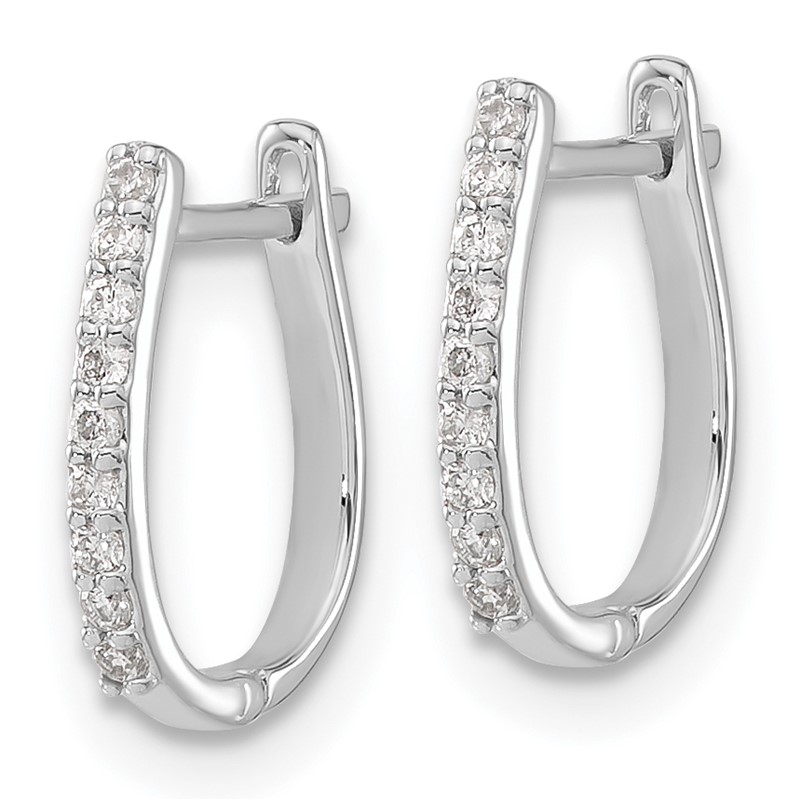 14k White Gold 1/10 carat Lab Grown Diamond VS/SI+ G+ Complete Hinged Hoop Earrings