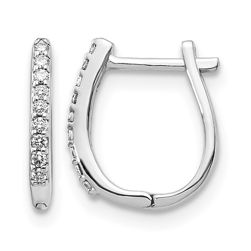 14K White Gold 0.10 Carat Lab Grown Diamond VS SI+ G+ Complete Hinged Hoop Earrings