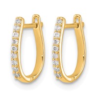14K Yellow Gold 0.10 Carat Lab Grown Diamond VS SI+ G+ Complete Hinged Hoop Earrings view 2