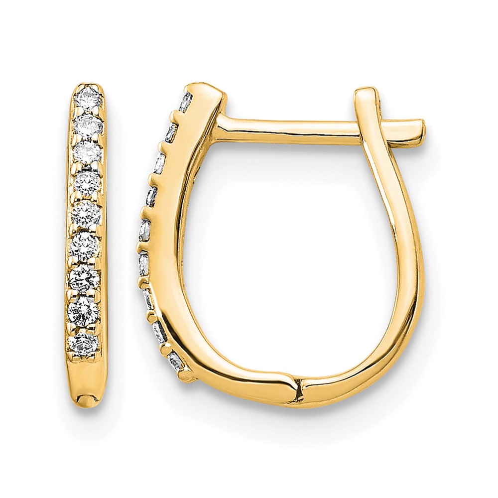 14K Yellow Gold 0.10 Carat Lab Grown Diamond VS SI+ G+ Complete Hinged Hoop Earrings