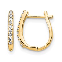 14K Yellow Gold 0.10 Carat Lab Grown Diamond VS SI+ G+ Complete Hinged Hoop Earrings view 1
