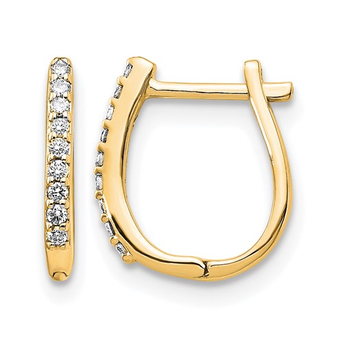 14K Yellow Gold 0.10 Carat Lab Grown Diamond VS SI+ G+ Complete Hinged Hoop Earrings