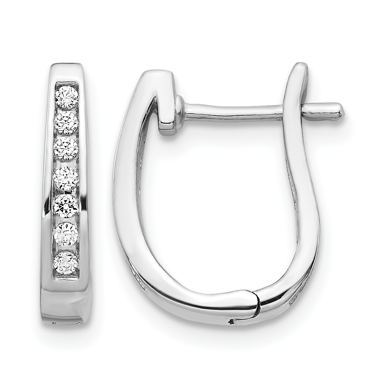 14k White Gold Diamond 3mm Hinged Hoop Earrings (EM5415-016-WA)