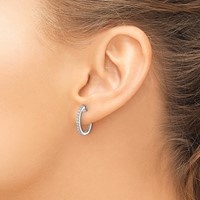 14K White Gold 0.20 Carat Lab Grown Diamond VS SI+ G+ Complete Hinged Hoop Earrings view 3