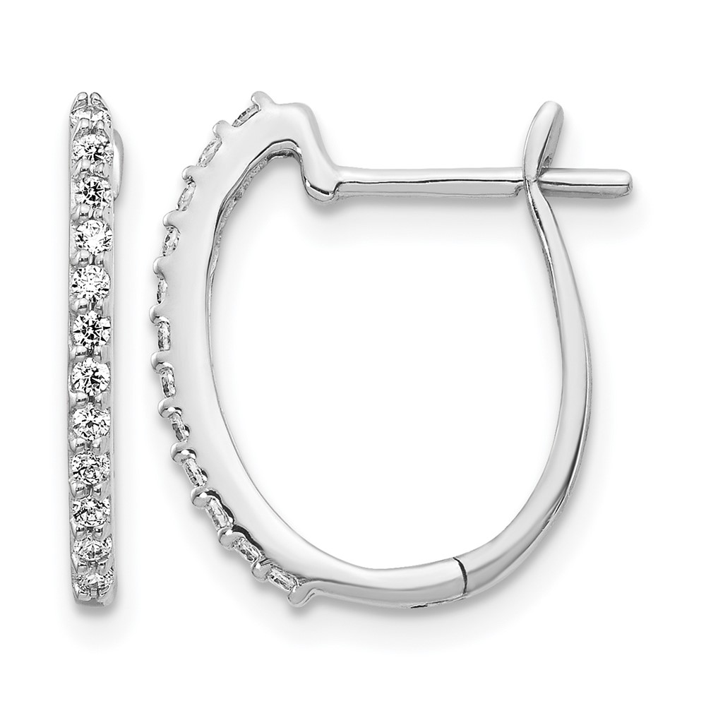 14k White Gold 1/5 carat Lab Grown Diamond VS/SI+ G+ Complete Hinged Hoop Earrings (EM5416-020-WLG)