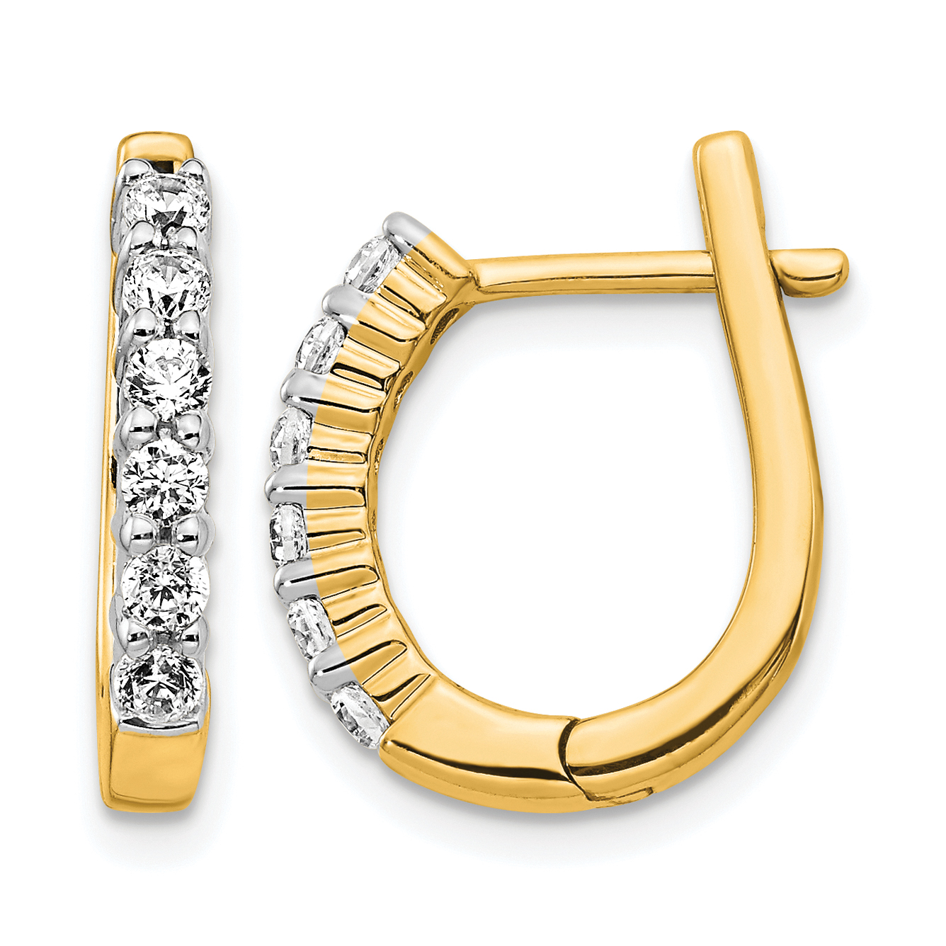 14k 1/2 carat Lab Grown Diamond VS/SI+ G+ Complete Hinged Hoop Earrings (EM5418-050-YLG)