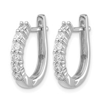 14K White Gold 0.75 Carat Lab Grown Diamond VS SI+ G+ Complete Hinged Hoop Earrings view 2