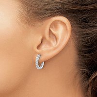 14K White Gold 0.75 Carat Lab Grown Diamond VS SI+ G+ Complete Hinged Hoop Earrings view 3