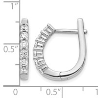 14K White Gold 0.75 Carat Lab Grown Diamond VS SI+ G+ Complete Hinged Hoop Earrings view 4