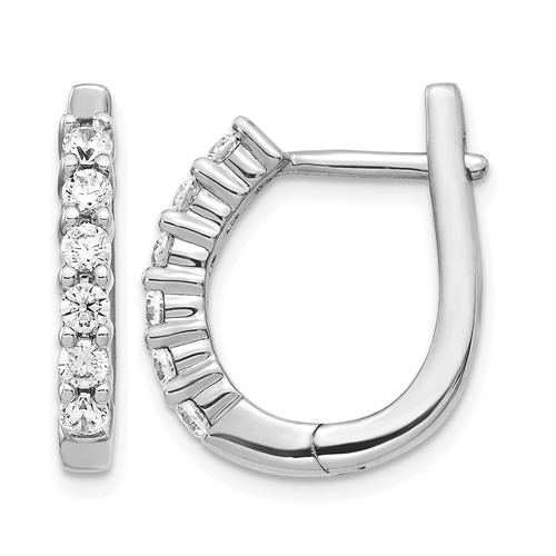 14K White Gold 0.75 Carat Lab Grown Diamond VS SI+ G+ Complete Hinged Hoop Earrings